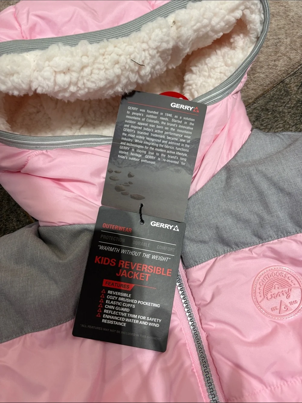 New GERRY pink reversible, winter jacket, girls
